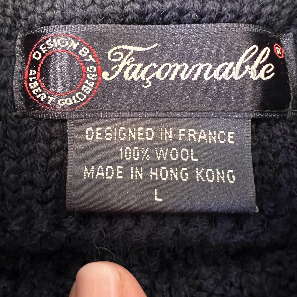 Faconnable Vintage Textured Knit Navy Sweater - Picture 3 of 4